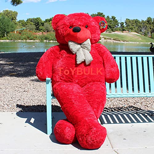 Image of 6-Foot Soft Toy - Big Stuffed Plush for Gift, Cuddly Toy for Birthday, Valentine or Anniversary, Perfect for Kids, Wife, Girlfriend, Husband (Red)