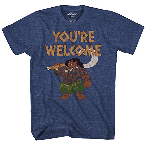 Disney Moana Maui You're Welcome T-Shirt (Large, Navy Heather)