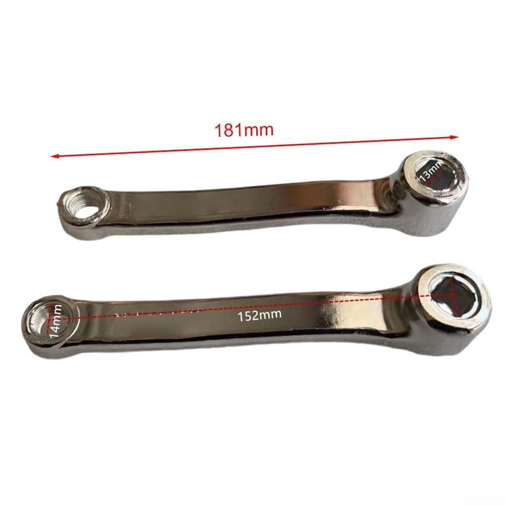 Pedivella in acciaio per cyclette, spaziatura di 152 mm, con foro rombico per pedale filettato M14, coppia di pezzi di ricambio per coppia sinistra e destra, colore argento