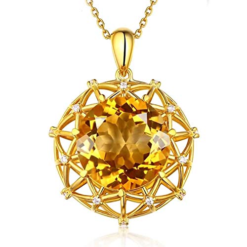 Chaîne or 18 carats d'exception et pendentif citrine ronde pour mariage