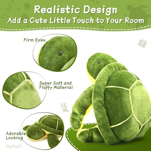 Image of MorisMos Giant Turtle Stuffed Animal 25 inch, Green Stuffed Turtle Plush Toy for Kids Children Boys Girls on Birthday