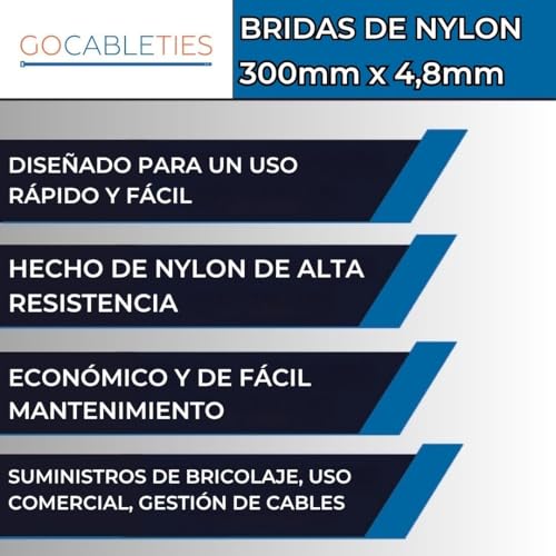 Miniatura 6 de Gocableties - Bridas Plastico Marrones Para Cables - 100 Piezas - 300 Mm X 4,8 Mm - Resistentes A Los Rayos