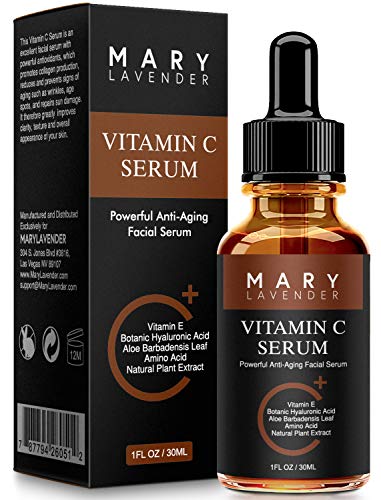 MaryLavender Vitamin C Serum for Face and Eyes with Hyaluronic Acid, Vitamin E, MSM & Aloe, True Serum for Skin, Anti Aging, Anti Wrinkle,Fades Dark Spot,Acne Scars,Sun Damage,Boost Collagen,1 fl oz