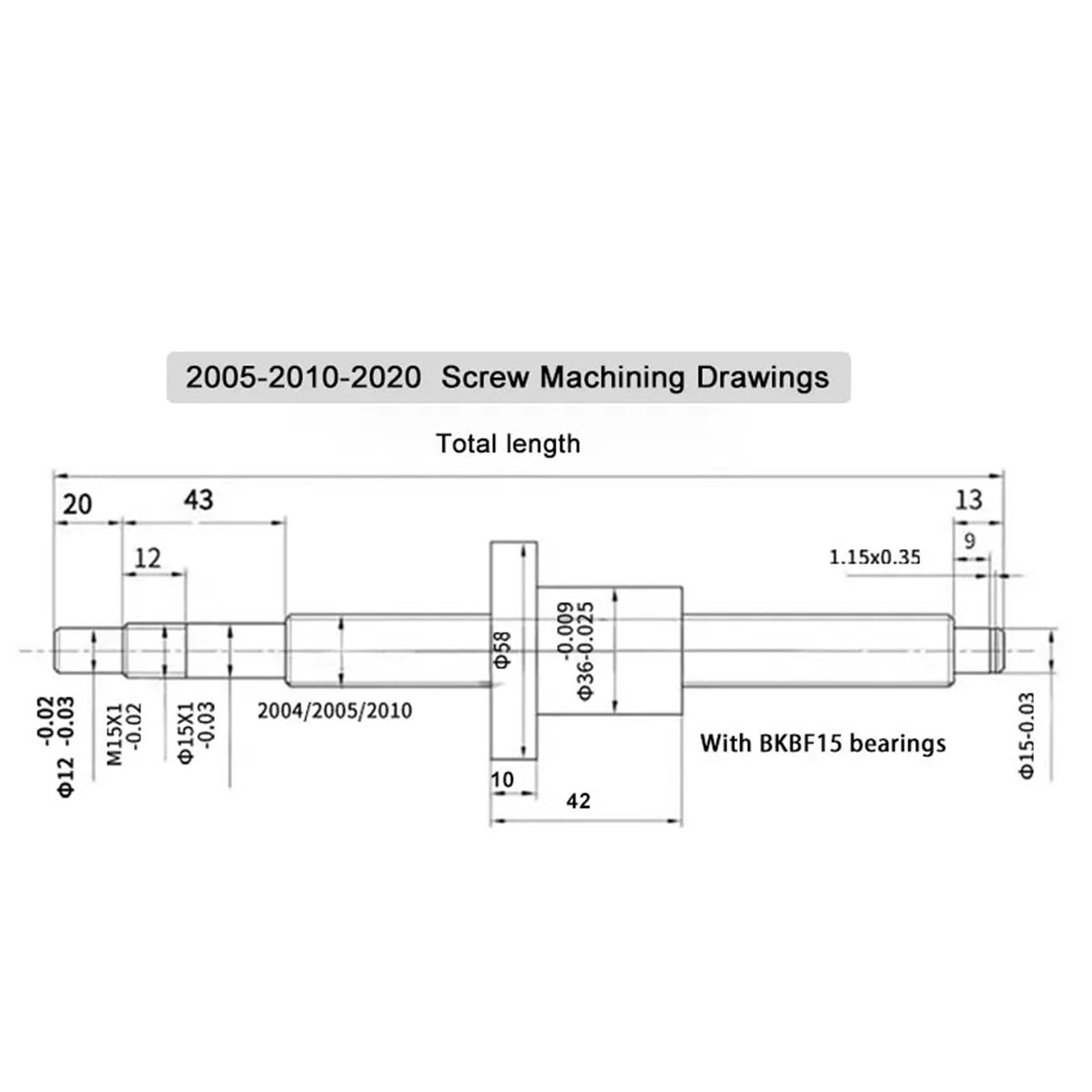 Vite a ricircolo di sfere, vite a ricircolo di sfe Vite a ricircolo di sfere da 20 mm C7 SFU2005 Lavorazione estremità della leva della vite a ricircolo di sfere + BK/BF15 + Dado a ricircolo di sfere