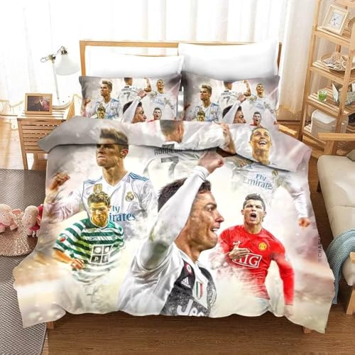 Enfunt-Home Football 2 Housse De Couette 140x200 en Microfibre Parure De Lit avec Et Taies d'oreiller 65 * 65cm