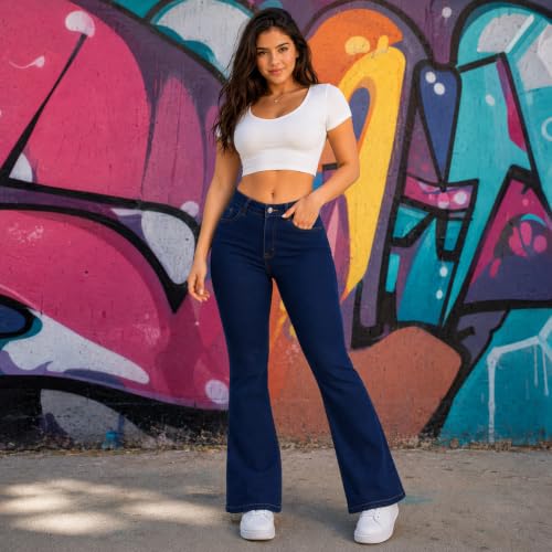 Image of THIRD QUADRANT Women's Wide Leg Fit Mid Rise Jeans || Bootcut Jeans || Wide Leg || Bell Bottom Jean