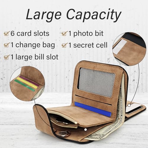 PU Leather Wallet for Women, Stylish Ladies Walletwith Multi Card Slots Zipper Pocket Cash Compartment ID Window (Pink)4