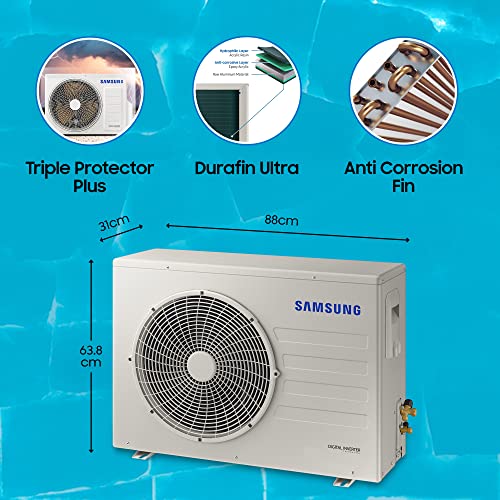 Image of Samsung 2 Ton 4 Star Inverter Split AC (Copper, Convertible 5-in-1 Cooling Mode, Anti-Bacteria Filter, 2022 Model, AR24BYMZAUR, White)