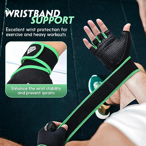 Image of Workout Gloves Gym Gloves Weight Lifting Gloves for Men Women with Full Palm Pad,Strong Wrist Wraps Support,Enhanced Grip,for Fitness,Training,Weightlifting,Exercise