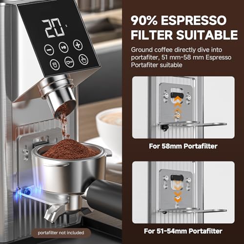 Image of Burr Coffee Grinder with 45 Grind Settings, 40mm Conical Burr, Anti-Static Technology, Touchscreen Control, 300g Bean Hopper, Stainless Steel Body, for Espresso to French Press, Easy to Clean