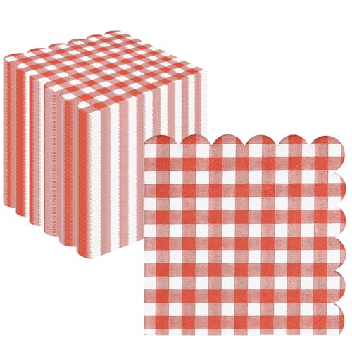 Uwiyo 100 Pièces Serviettes en Papier de Fête, 3 Plis 25 x 25 cm Serviettes Bord Festonné Serviette de Table Papier Serviette de Cocktail Jetables Papiere...