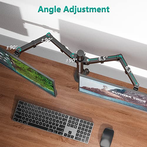 WALI Dual Monitor Stand for 13-27 inch Screens, Dual Monitor Mounts for 2 Monitors, 2 Monitor Desk Mount Holds up to 22 lbs, Height Adjustable Swivel Tilt Rotation, 75x75/100x100mm (M002), Black - Image 5
