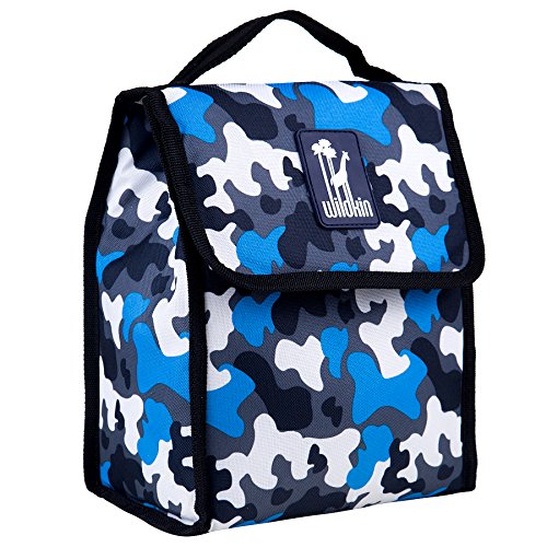 Image of Wildkin Kids Insulated Lunch Bag - Keeps Food Hot or Cold, Easy-Clean Lining and BPA-free for Boys & Girls, Ideal for School, Travel & Daycare - Blue Camo