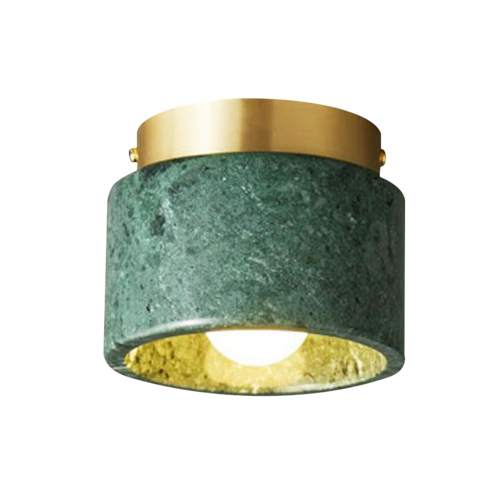 Plafonnier Cylindrique En Marbre Nordique, Applique Murale Pour Entrée, Luminaire de Couloir, Plafonnier En Laiton Pour Porche, Mini-Plafonnier Avec Abat-Jour En Marbre/Vert