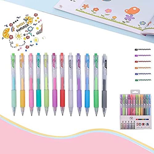 3D Jelly Pen Set, 12 Colors Glossy Jelly Ink Pen, Highlighters Glitter Gel Pens Diy Fluorescent Painting Pen, Diy Fluorescent Painting Pen, Fluorescent Glitter Gel Pens, Colorful Gel Pen Set