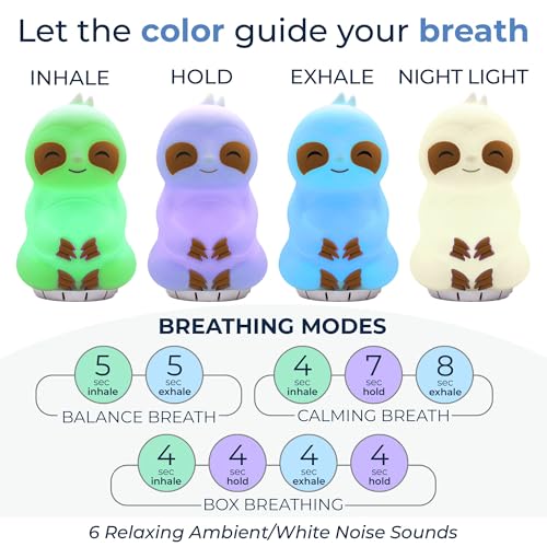 mindsight 39breathing buddha39 guided visual meditation tool for mindfulness  slow your breathing amp calm your mind for stress amp anxiety relief  perfect for adults amp kids multicolor sloth sound