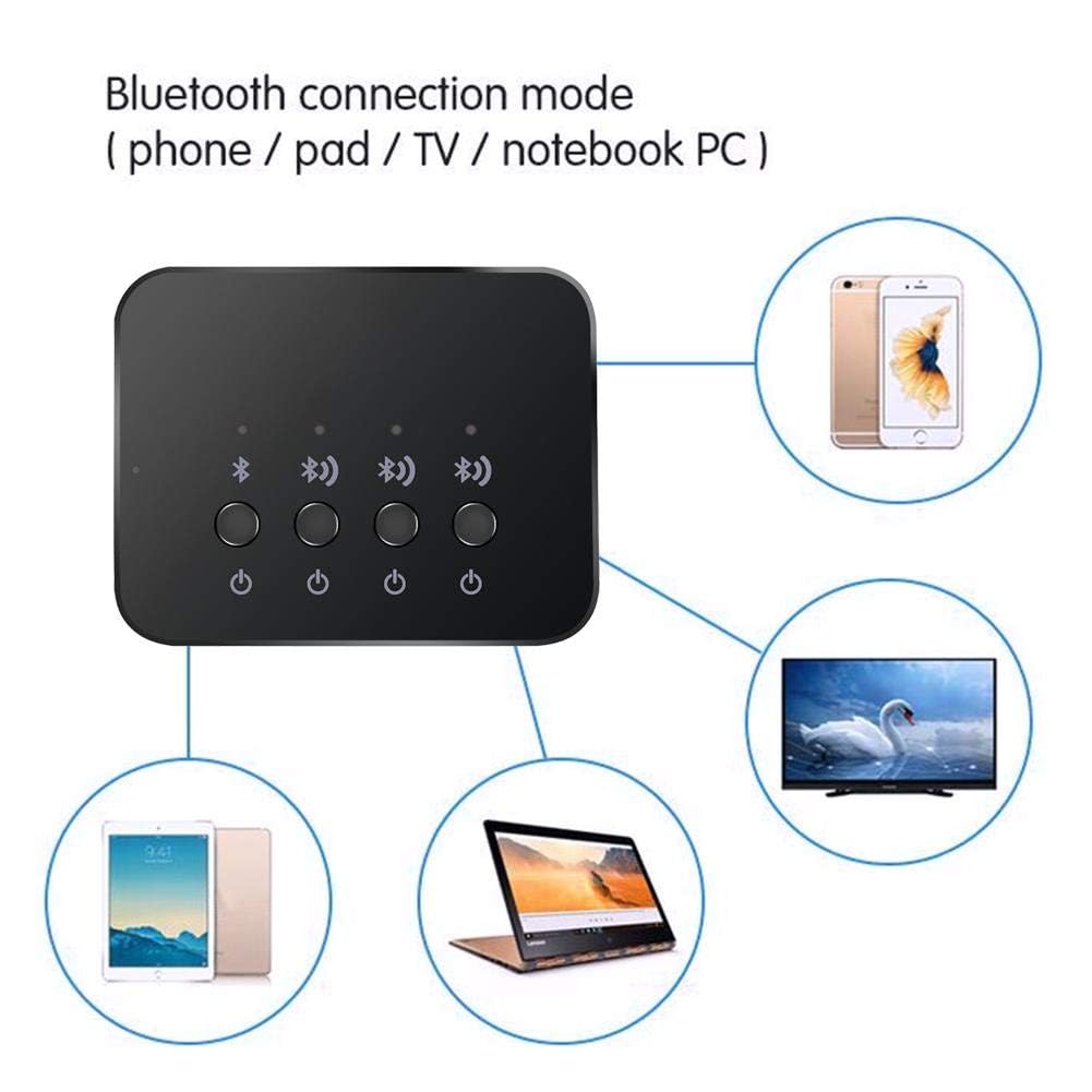 BW-107 Dispositivo de Intercambio de Audio Bluetooth 1 a 3, estéreo inalámbrico con Cable de 3,5 mm 2 Modos de conexión Música Adaptador de Audio Bluetooth 4.0 para el hogar