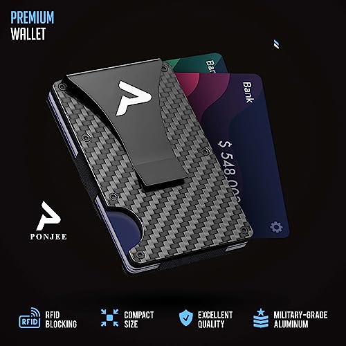 Card Holder Slim Wallet With Money Clip - RFID Blocking - Expandable to Hold 12 cards - Perfect For Any Occasion (Carbon Fiber Black)2