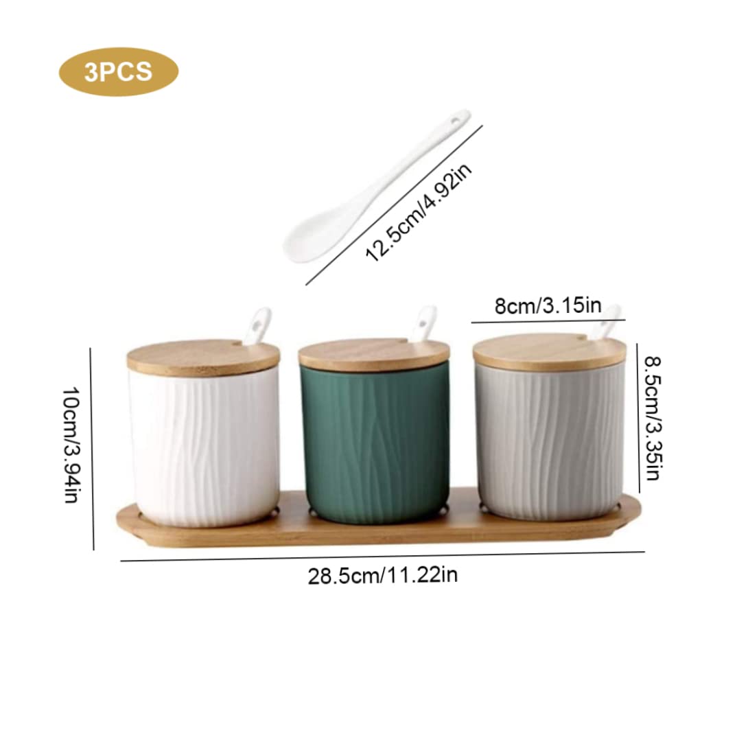 Ensemble de sucriers contenants à épices bouteilles d'assaisonnement en céramique pots à sucre avec cuillères et couvercles pour thé et café en vrac 3 pièces
