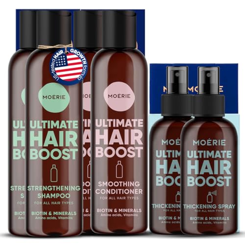 Moerie Hair Growth Shampoo, Conditioner and Spray for Men and Wom...