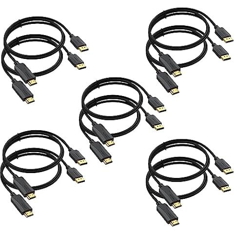 DisplayPort to HDMI Cable 10 Pack, Braided 6 ft DP to HDMI Display Port Cable Adapter Male to Male for Computer, Laptop, Monitor, TV, Projector (Thin, 10-Pack, Braided) Cover