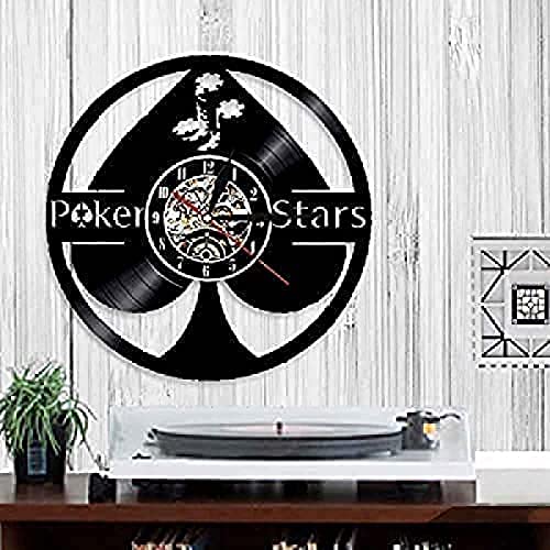AMACLASS Reloj de Pared Disco de Vinilo Lucky Poker Ace of Spades Arte Creativo Hecho a Mano Reloj de Pared Vintage Decoración para el hogar Habitación Decoraciones para niños Reloj Regalo Cover