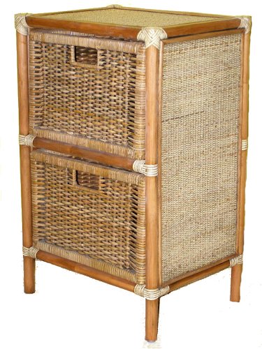 Rattanregal 2 Schübe, Gr. 44 x 35 cm H 72 cm, Fb. Darkbrown