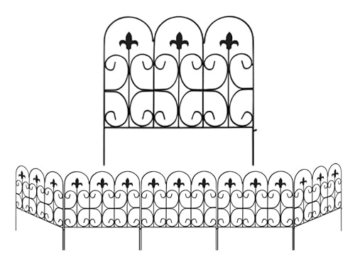 【LifeRed】 アイアンフェンス 5枚セット ＜C＞ (フェンス 屋外 柵 アイアン ガーデニング 庭 簡単 仕切り トレリス ドッグラン)