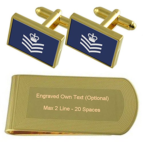 Gemelos de la RAF de Sargento set de regalo con sujetabilletes grabado para coleccionistas
