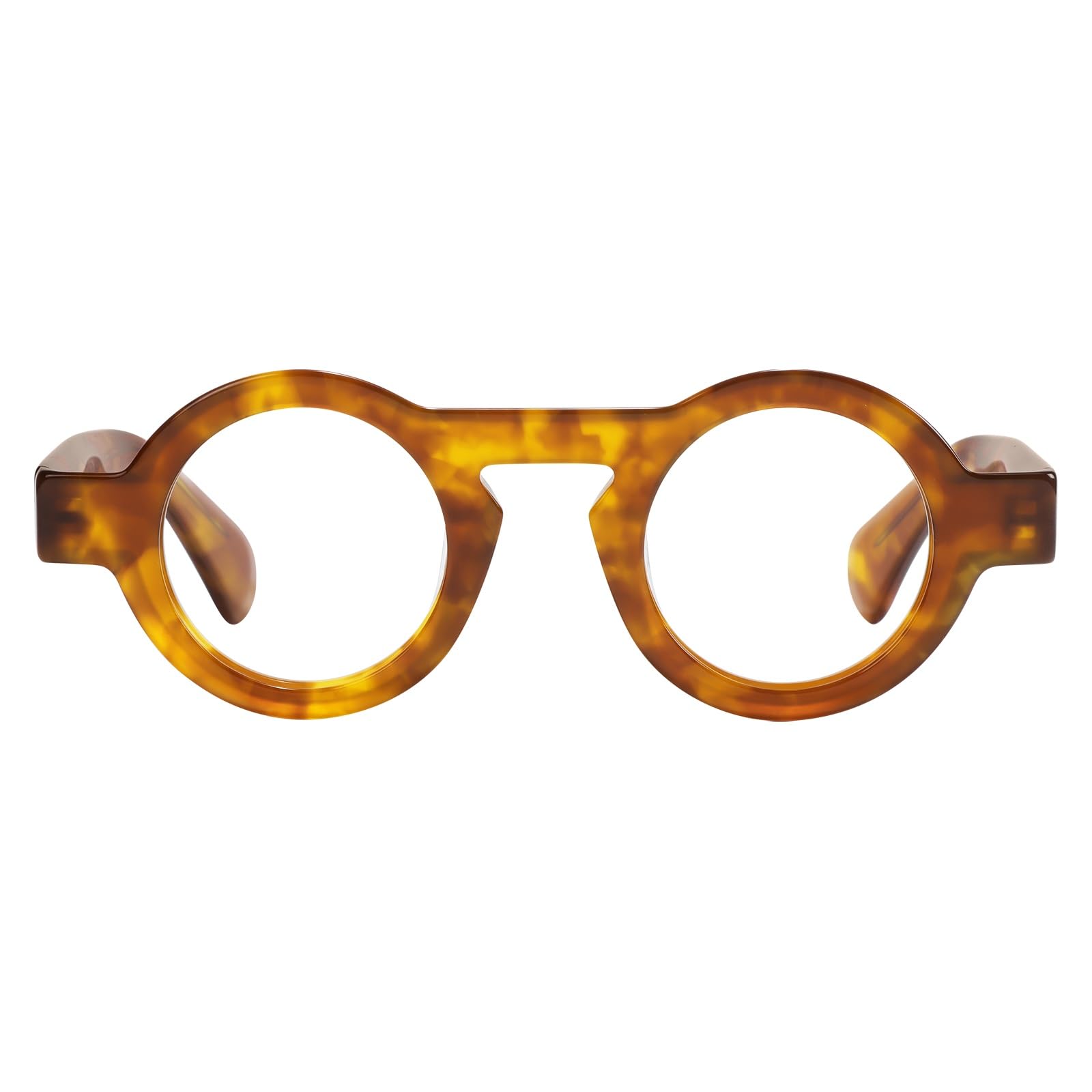 FYTOO Blue Light Blocking Reading Glasses for Men/Women 2.25 Retro Round Anti Eyestrain Orange Readers Milo FT0969