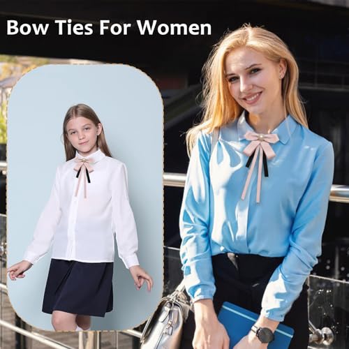 Image of LJBFNN Womens Bow Tie, Clip on Bow Ties Pre Tied Bowtie for Women Girls Ribbon Rhinestone Bow Tie for Shirt Uniform Wedding