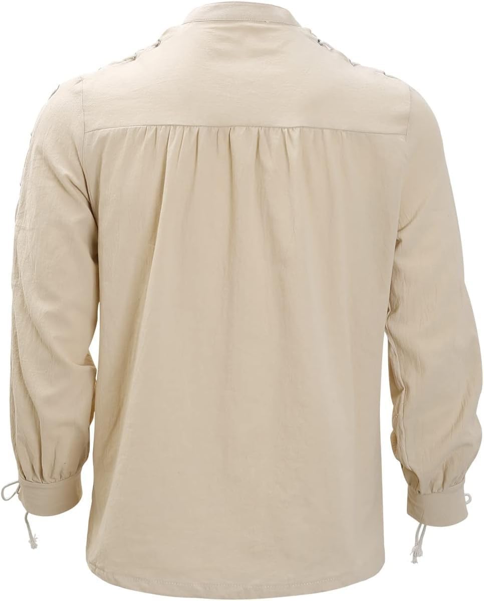 BaronHong Men's Pirate Shirt Viking Steampunk Retro Renaissance Medieval Gothic Victorian Halloween Costume - Image 4