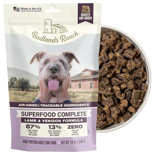 BADLANDS RANCH by Katherine Heigl – Superfood Complete Air-Dried Lamb & Venison Dog Food – High Protein with Superfoods for Daily Wellness & Consistent Nutrition – 24 oz