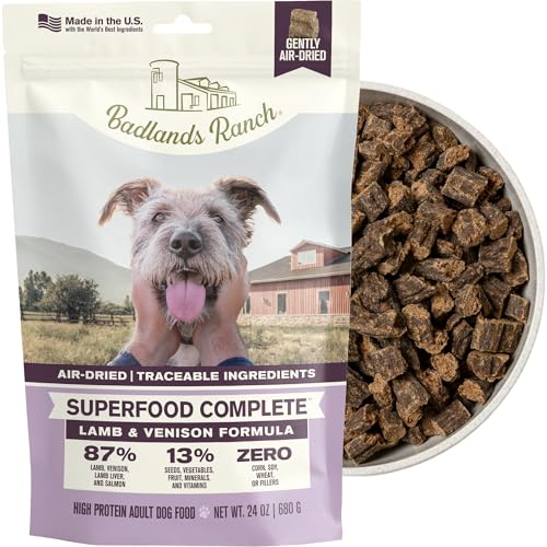 Image of BADLANDS RANCH Air-Dried Lamb & Venison Dog Food, 87% Meat, 24 oz