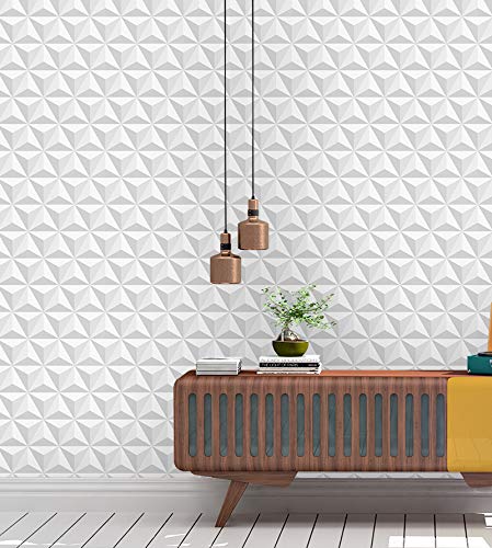 Papel de Parede Tijolo Gesso Triangular 3D com efeito de sombras Para Sala e Quarto