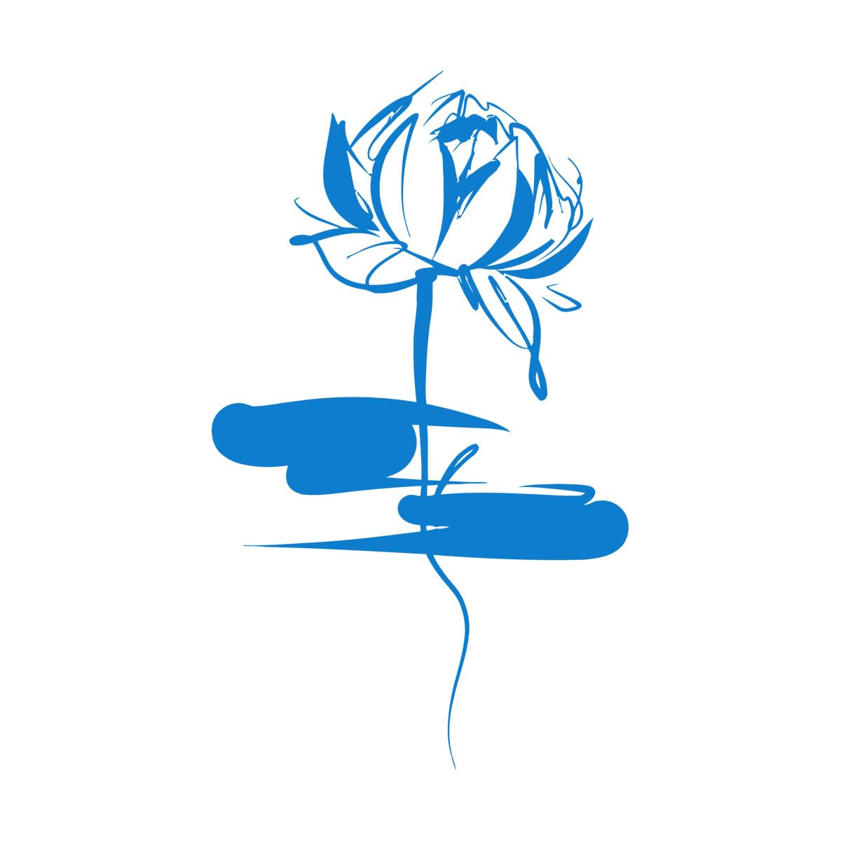 Vinyl Wall Decals Lotus Sacred Flower East Symbol of Buddhism 72x120.6cm Can Modify and add Information Extra Large Blue โ image 1