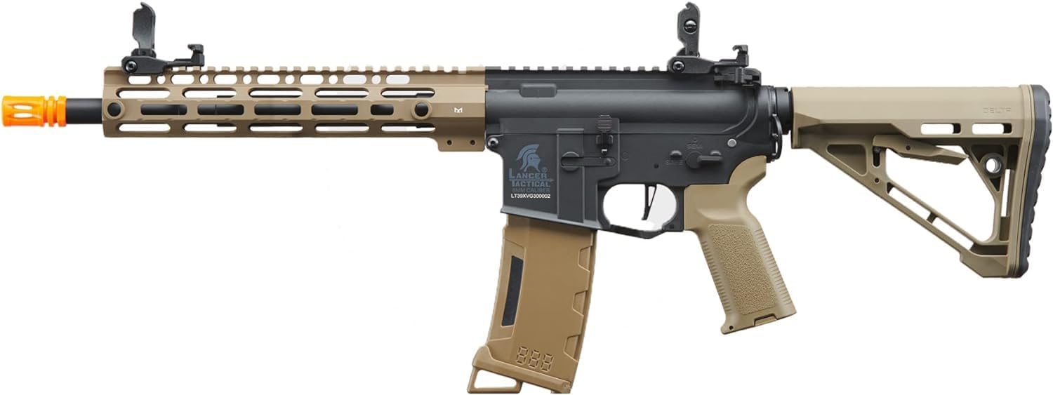 Lancer Tactical Gen 3 Programmable Trigger Hellion MLOCK 10" Delta Stock Lightweight Durable Polymer M4 Airsoft AEG w/Lipo Battery & Charger (ETU & MOSFET Included)