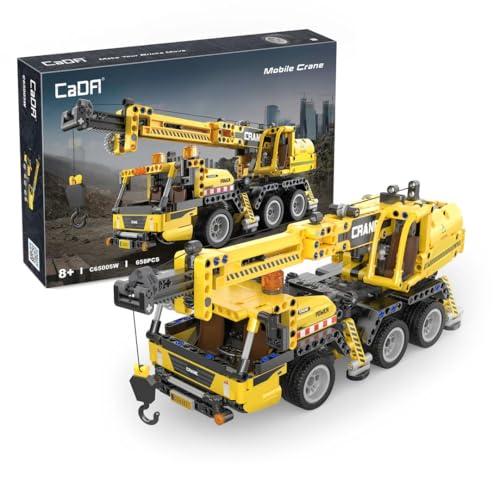 CaDA Technic – Kranwagen – Kran mit Bewegung, Gelb, 658 Teile – + 8...