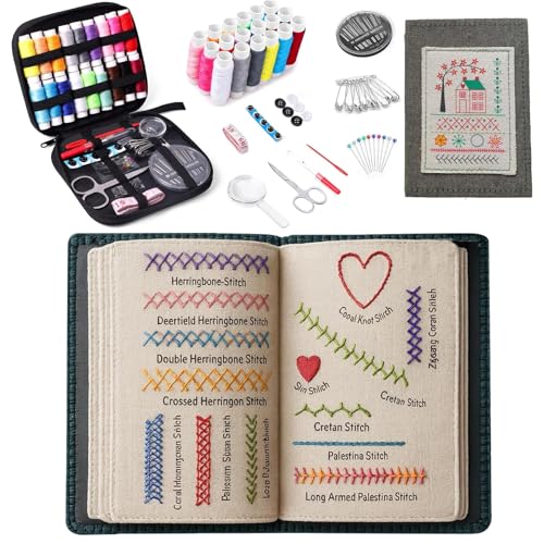 Embroidery Stitch Book Kit 2026 New Embroidery Books DIY Embroiderer Kit with Embroiderer Guide Calm Stitch Embroidered Book Perfect for Craft Lovers (86 Stitches)