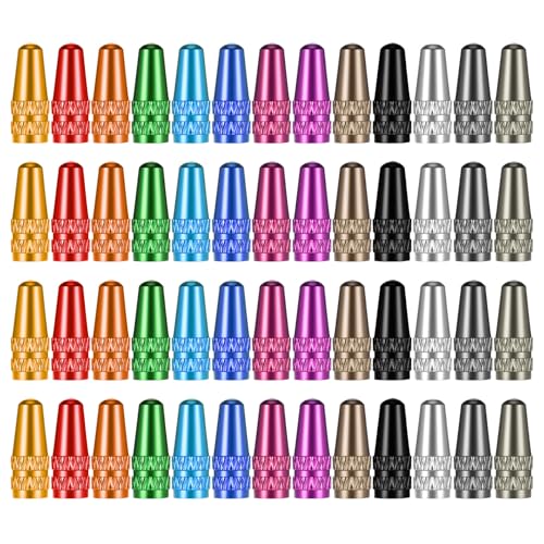 XLIUAX 52pcs Multicolor Aluminum Bike Tire Valve Caps