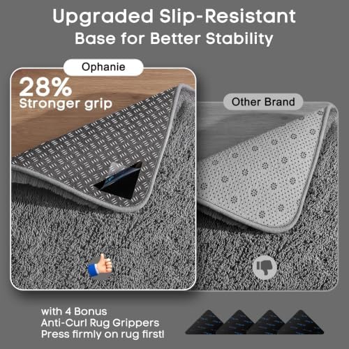 Ophanie Small Rug Upgrade Non Slip Throw Bedside Area Rugs, Fluffy Soft Grey Mini Bedroom Carpet, Affordable Door Entryway Indoor Inside Front Entrance Dog 2x3 Mat, Home Decor Aesthetic, Nursery - 3
