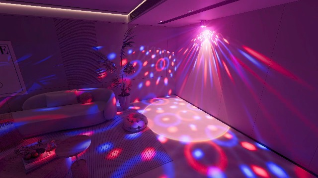 Image of Disco Ball Light Party Lights, Sunset Lamp Dj Disco Light with 6 Working Modes 5 DIY Button Strobe Light Stage Lights Remote Control Disco Ball Lamps for Small Gathering Home Room Parties Birthday