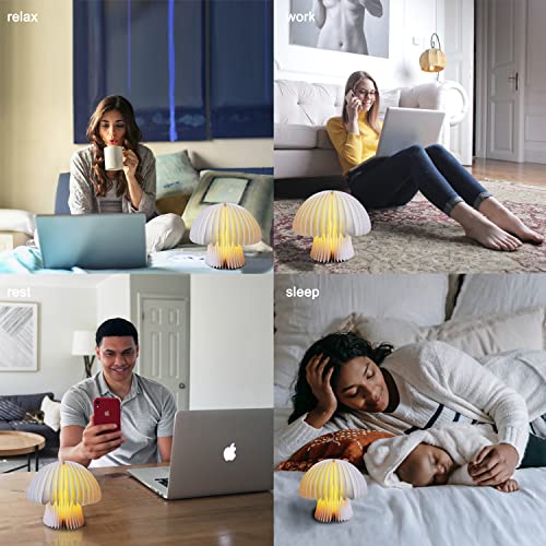Mushroom Lamp (Walnut) Wooden Folding Book Lamp, Novel Led Paper Lamp, Cordless Desk Night Lamp, 16-Colors Dimmable Table Lamp, Unique Creativity For Birthday Gift, Bed,Bedside,Nightstand,Bedroom,Room #TOP2