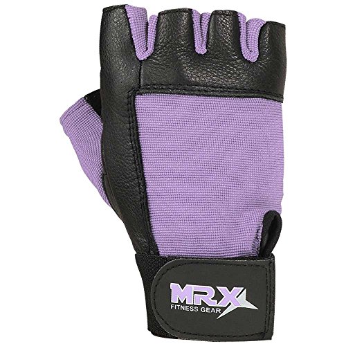 Mrx Weight Lifting Leather Gloves Gym Fitness Training Glove With Long Wrist Strap (Light Purple, Small) #TOP3