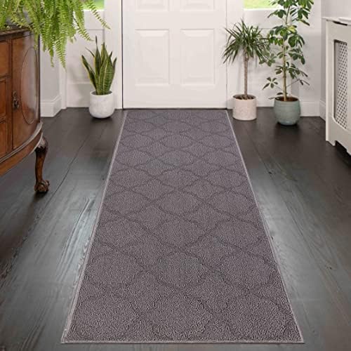 Homcomodar Hallway Rugs 65x180cm Non Shedding Floor Carpet Runner Non Slip Area Rug Runner Washable Runner Rug for Entryway Living Room Bedroom Laundry Room Kitchen Room(Grey)