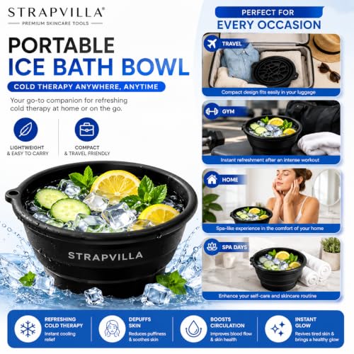 Image of Premium Face Ice Bowl for Facial Icing Therapy, Silicone Face Ice Bowl for Face Dipping Routine, Large Ice Face Bowl, Skin Tightening & Puffiness Relief, Foldable Design with Hair Headband