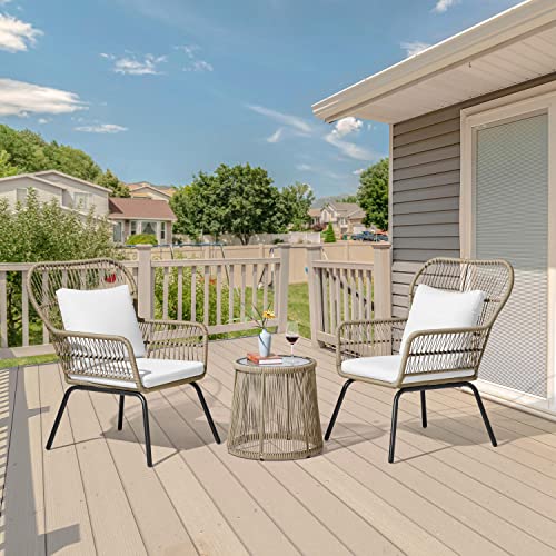 image for Yaheetech 3-Piece Patio Bistro Conversation Set, Outdoor All-Weather W