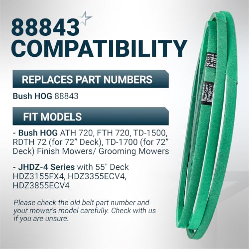Image of [Upgraded Grip120] BlueStars 88843 Bush Hog Drive Belt 155.5 inch x 5 /8 inch | Drive Belt for ATH 720 FTH 720 72 inch RDTH 72 TD-1700 55 inch HDZ3155FX4 HDZ3355ECV4 HDZ3855ECV4 Mower Drive Belt Aramid Cord Belt