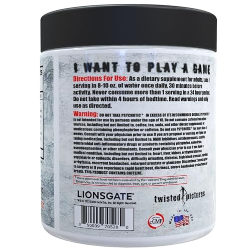 Image of Insane Labz Psychotic Saw, High Stim Pre Workout Powder with OxyGold­ and AMPiberry,Extreme Lasting Energy with Teacrine,Focus with CognitIQ and Endurance (30 Servings, Blue Raspberry)