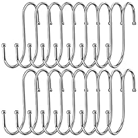 Firschoie 18 Stück S Haken, S-Haken aus Edelstahl, robuster Metallhaken Doppelhaken Zum Aufhängen von Tassen, Kleidern, Töpfen und Schalen, Geeignet für Küche, Wohnzimmer, Bad, Garten, Garderobe